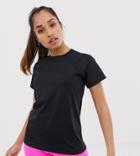Asos 4505 Petite Short Sleeve Top With Mesh Back Detail-black
