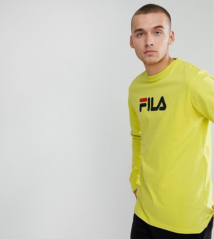 Fila Black Long Sleeve T-shirt With Large Logo Exclusive To Asos - Yellow