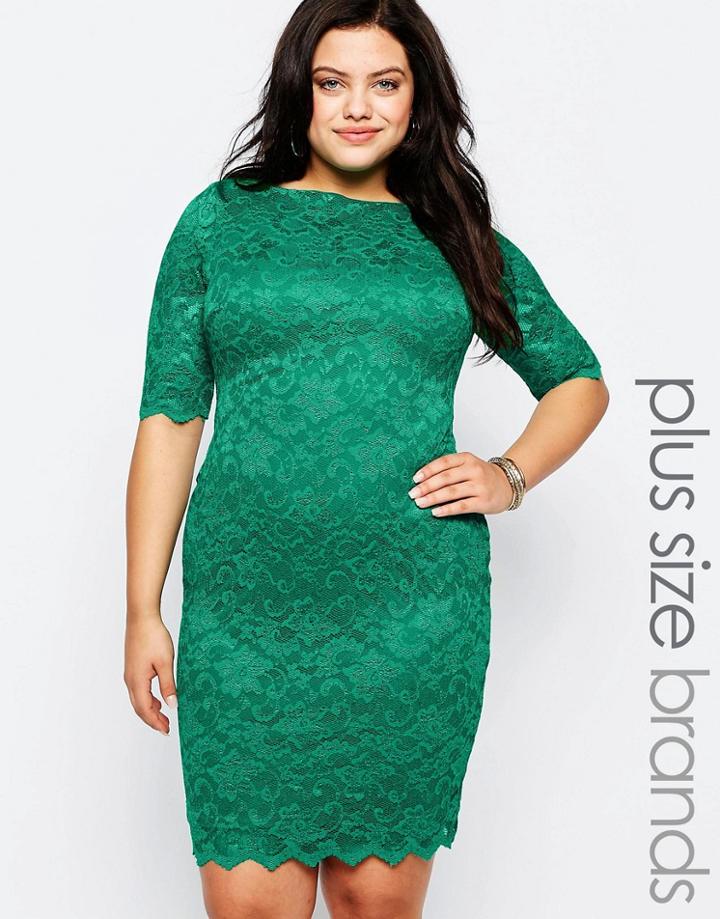 Goddiva Plus Lace Dress - Jade