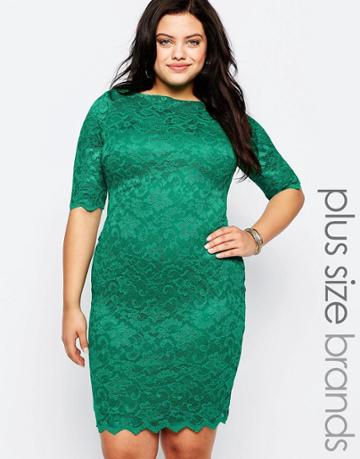 Goddiva Plus Lace Dress - Jade