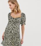 Asos Design Maternity Sweetheart Mini Dress In Leopard Print - Multi