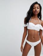 Seafolly Bardot Frill Bikini Top - White