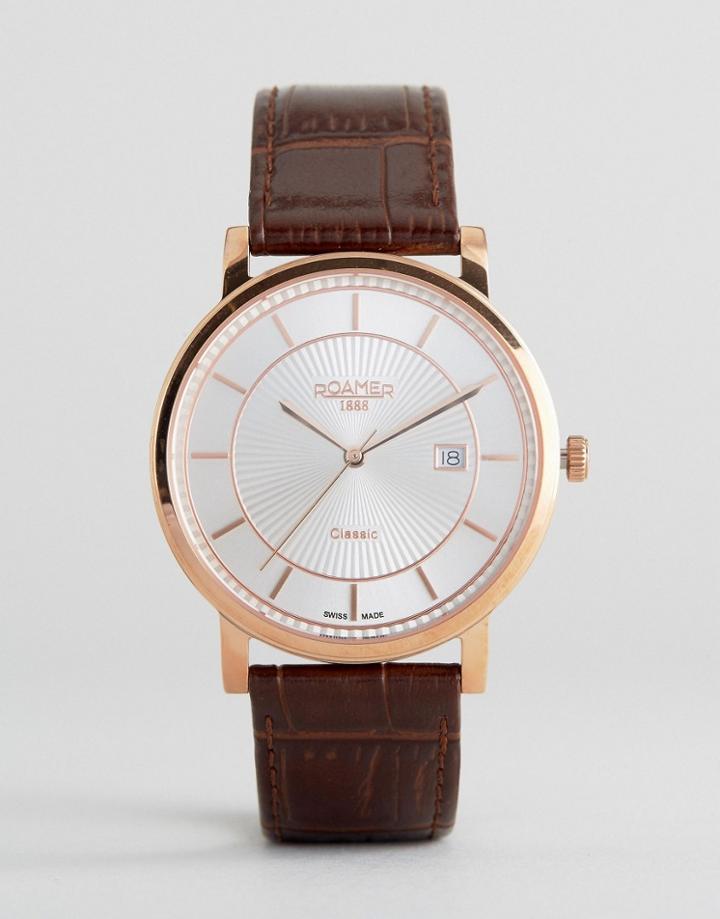 Roamer Classic Line Brown Leather Strap Watch - Brown