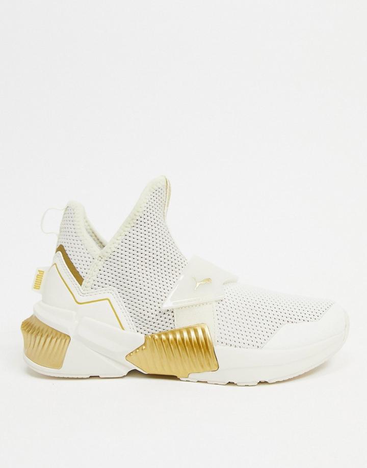 Puma Provoke Xt Mid Sneakers In White And Beige