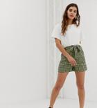 Glamorous Relaxed Shorts With Paper Bag Waist In Gingham