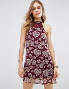 Band Of Gypsies Vintage Style Floral Shift Dress - Red