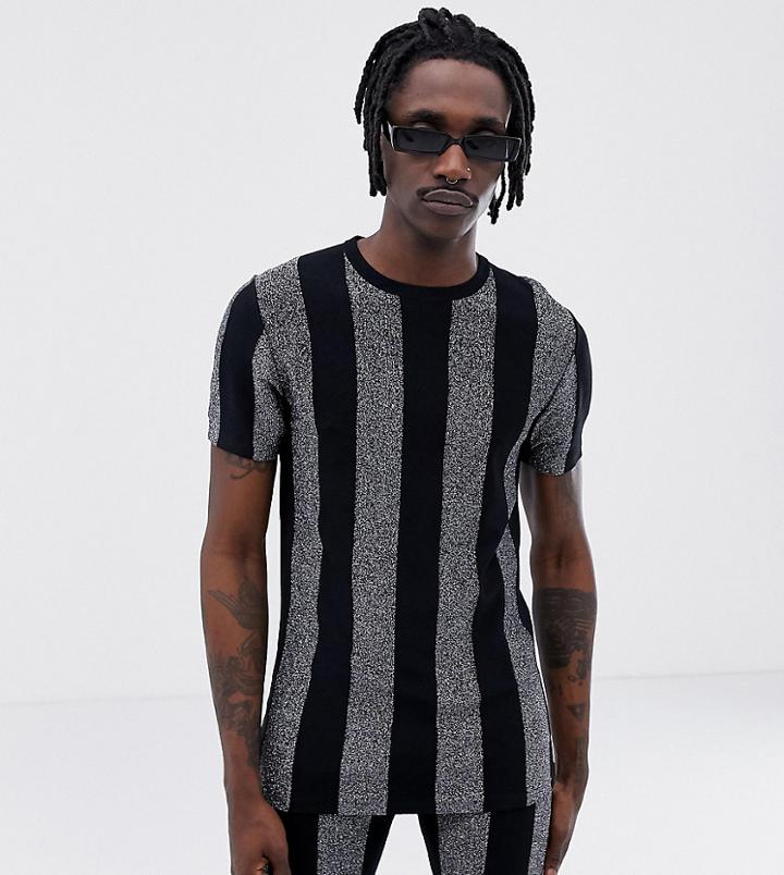 Asos Design X Laquan Smith Skinny Fit Glitter Stripe T-shirt - Multi