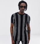 Asos Design X Laquan Smith Skinny Fit Glitter Stripe T-shirt - Multi