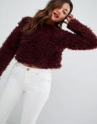 New Look Fluffy Sweater In Dark Red - Red