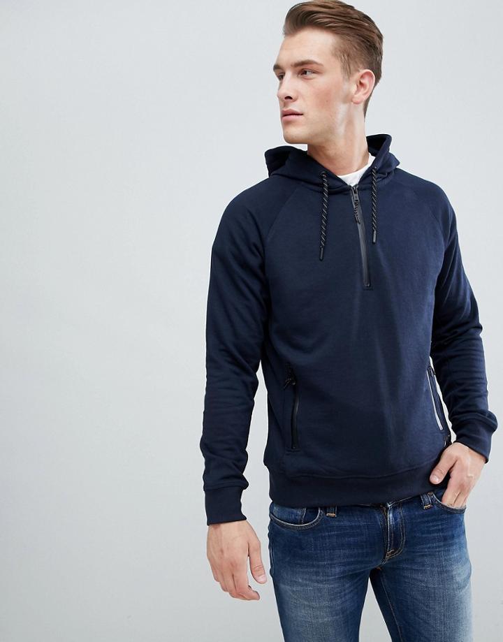 Dissident Gym Half Zip Hoodie - Navy