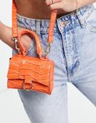 Ego Mini Box Bag In Orange Croc