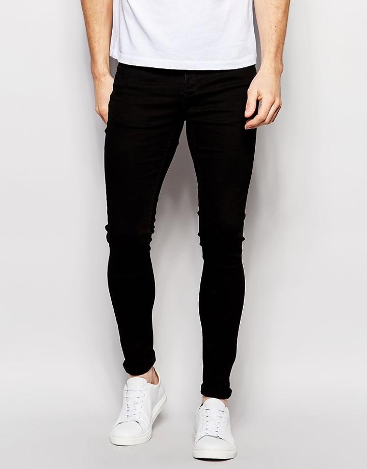 Selected Homme Super Skinny Fit Jeans With Stretch - Black