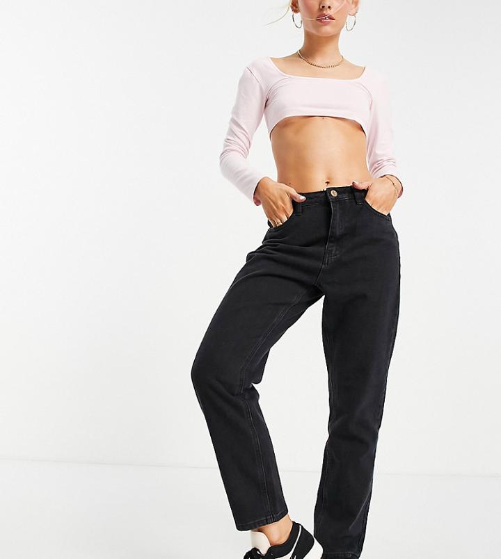 Missguided Petite Wrath Straight Leg Jean In Black