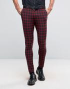 Asos Super Skinny Suit Pants In Navy And Red Check - Red