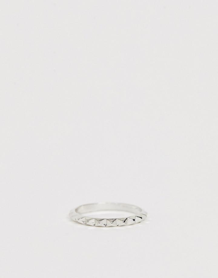 Asos Design Thumb Ring In Stud Design In Silver Tone - Silver