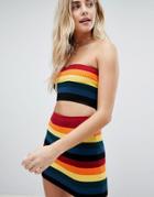 Honey Punch Bandeau Crop Top In Rainbow Knit Two-piece - Multi