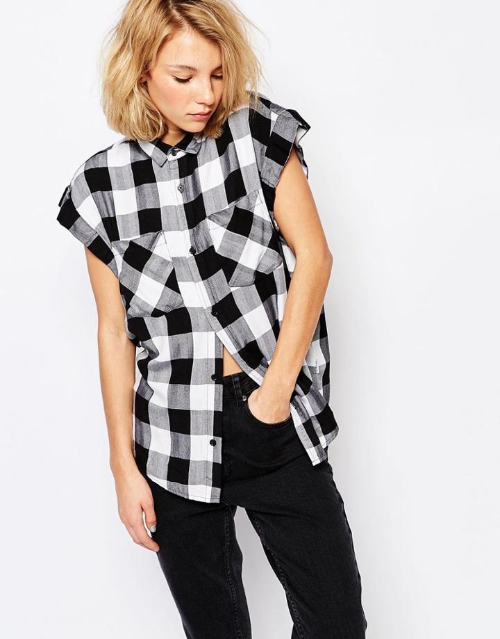 Carhartt Wip Sleeveless Shirt In Mono Check - Check White