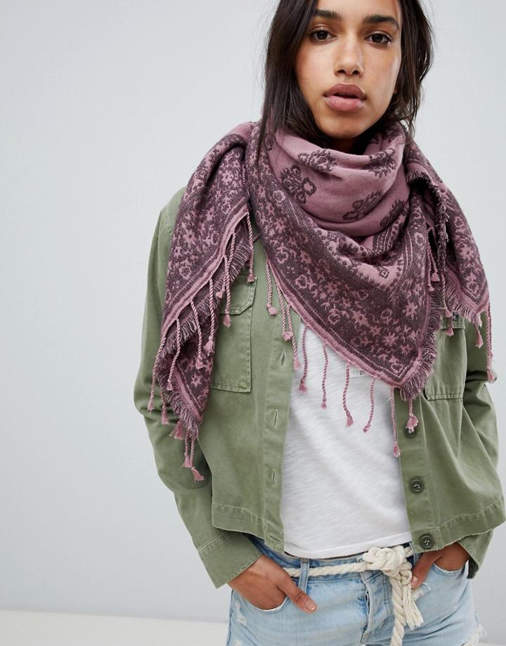 Abercrombie & Fitch Paisley Blanket Scarf - Gray