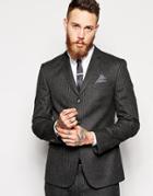 Asos Skinny Fit Suit Jacket In Pinstripe - Gray