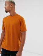 Asos Design Organic Relaxed T-shirt With Crew Neck In Orange-brown