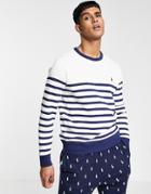 Polo Ralph Lauren Breton Stripe Sweatshirt In White/navy