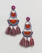 New Look Watermelon Tassel Chandelier Earring - Orange