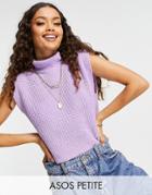 Asos Design Petite High Neck Knit Tank In Chenille In Lilac-purple