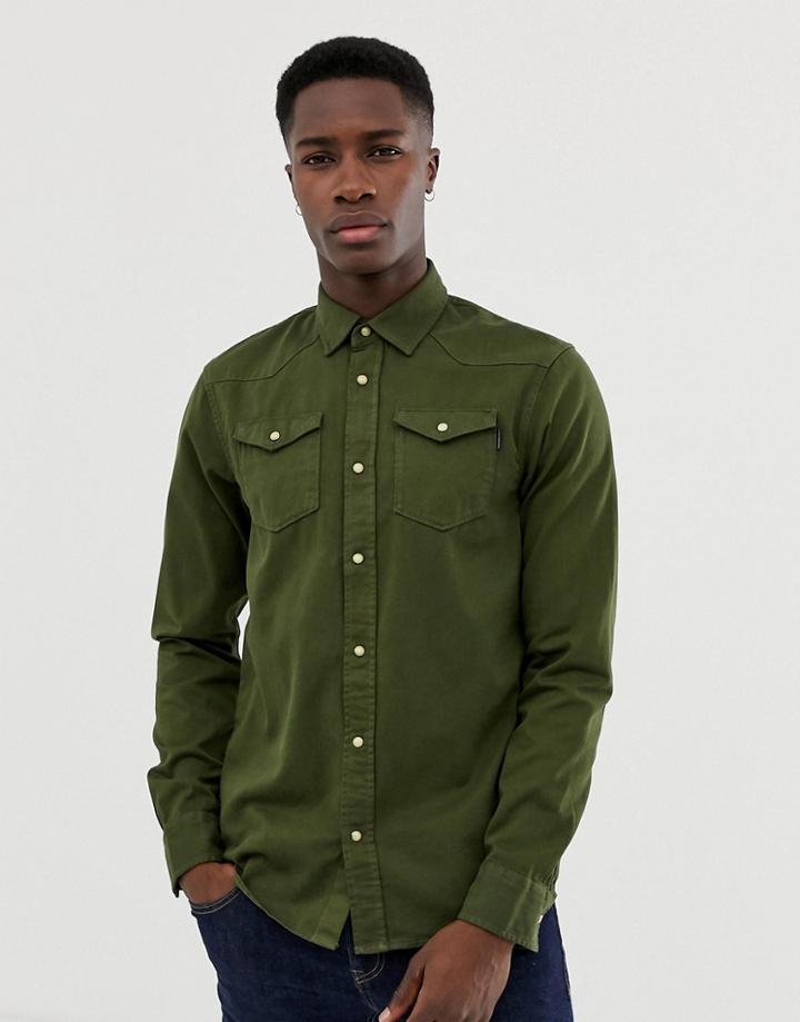 Scotch & Soda Regular Fit Garment Dyed Western Inspired Shirt-green