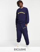 Reclaimed Vintage Inspired Relaxed Sweatpants With Logo In Navy - Part Of A Set