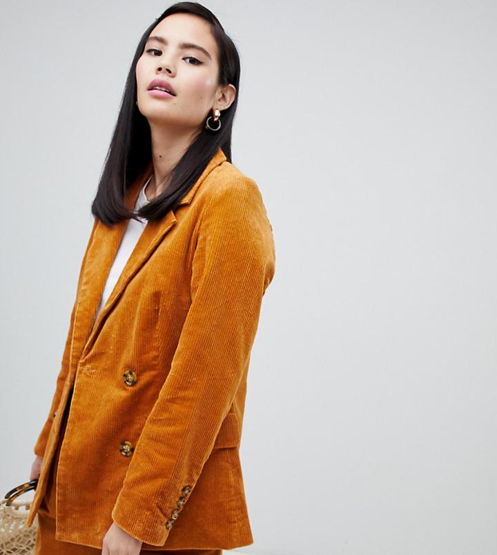 Monki Cord Tailored Blazer Two-piece-yellow