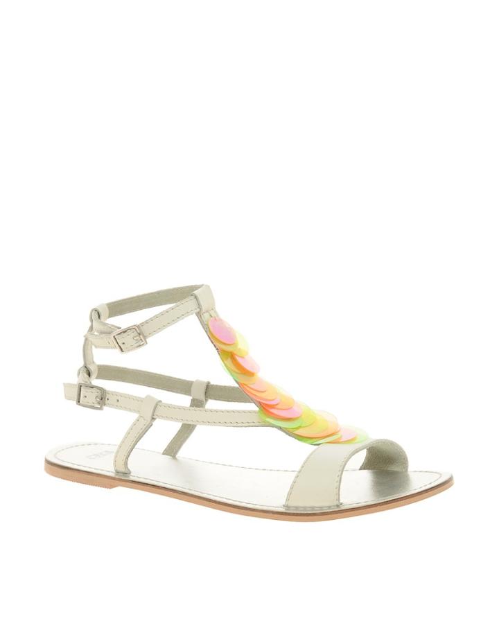 Asos Freefall Leather Sandals With Trim - White