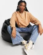 Miss Selfridge Long Sleeve Acid Wash Seam Detail Sweatshirt In Mink-multi
