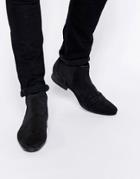 Asos Chelsea Boots In Diamond Texture Leather - Black