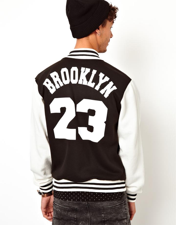 Reclaimed Vintage Baseball Jacket With Brooklyn 23 Print
