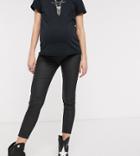 Topshop Maternity Joni Overbump Skinny Jeans In Coated Black