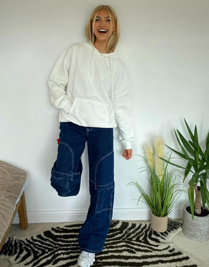Pull & Bear Oversized Hoodie In Ecru-white