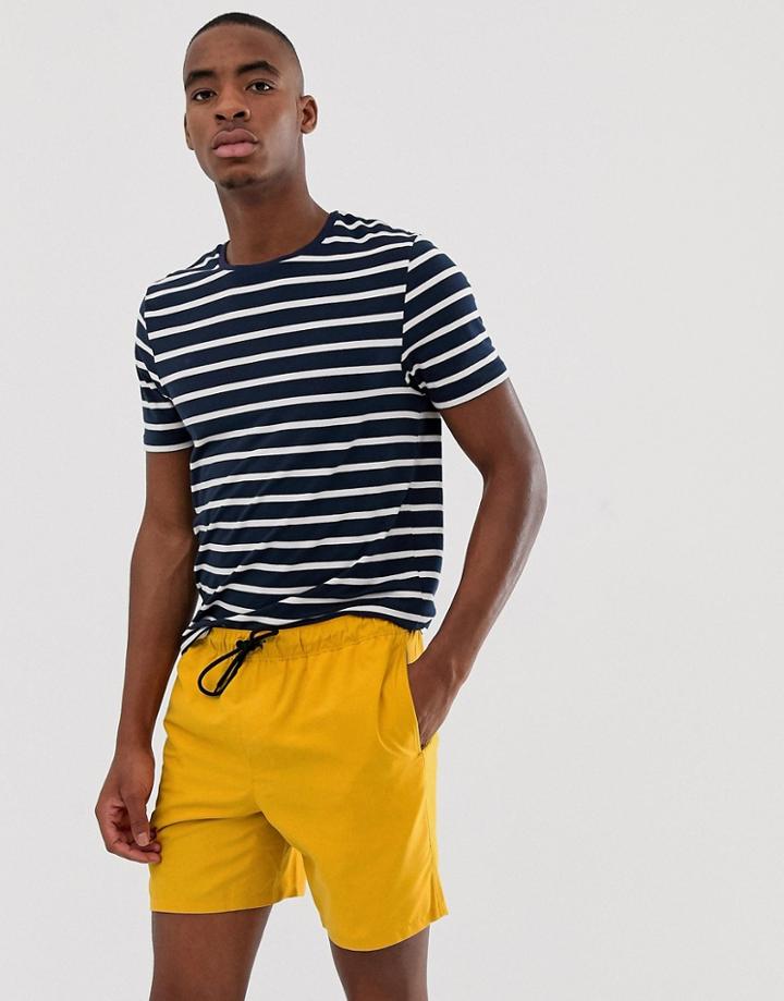 Asos Design Swim Shorts In Mustard Yellow In Mid Length - Yellow