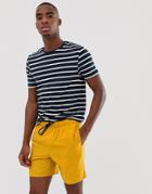 Asos Design Swim Shorts In Mustard Yellow In Mid Length - Yellow