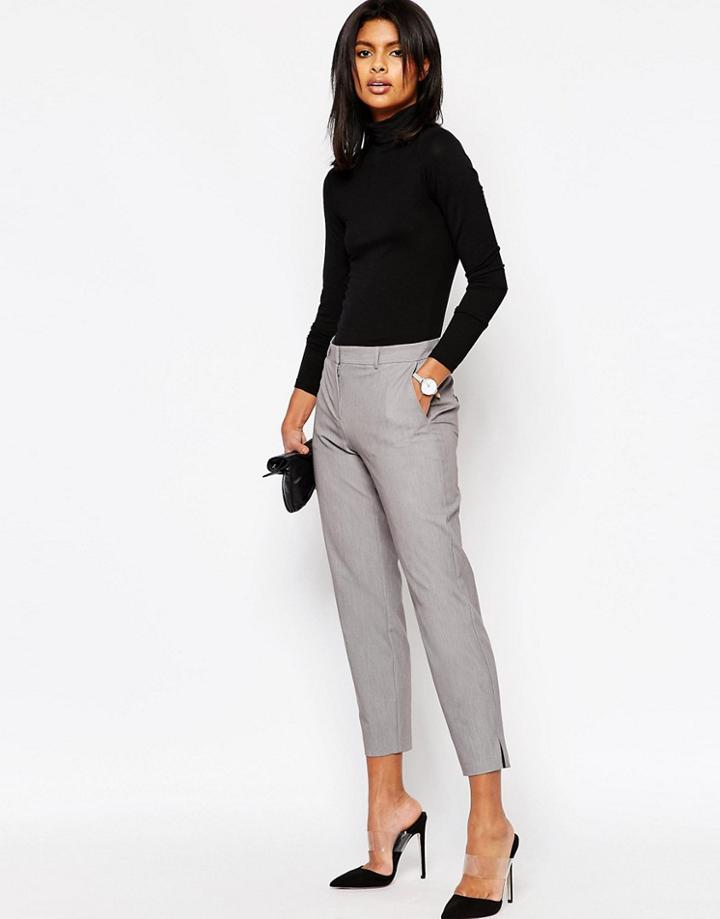 Asos Slim Leg Crop Pants - Gray