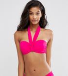 Asos Fuller Bust Exclusive Wrap Neck Bikini Top Dd-g - Pink