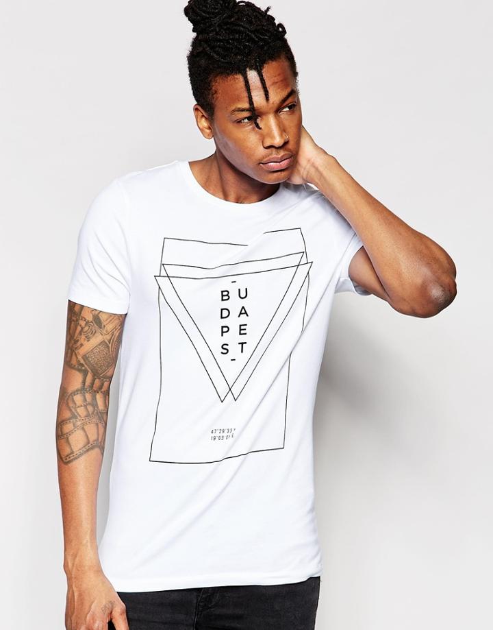 Asos Muscle T-shirt With Budapest Print In White - White