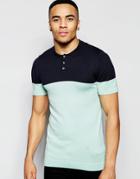 Asos Color Block Knitted Short Sleeve Polo