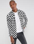 Sixth June Oversized Shirt In Checkerboard With Zip - Black