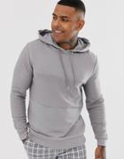 Asos Design Hoodie With Reverse Panel In Gray - Gray