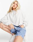 Asos Design Boxy Hoodie With Batwing Sleeves In Ice Heather-white