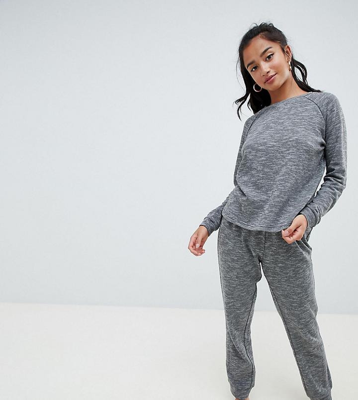Asos Design Petite Sweat And Jogger Set - Gray