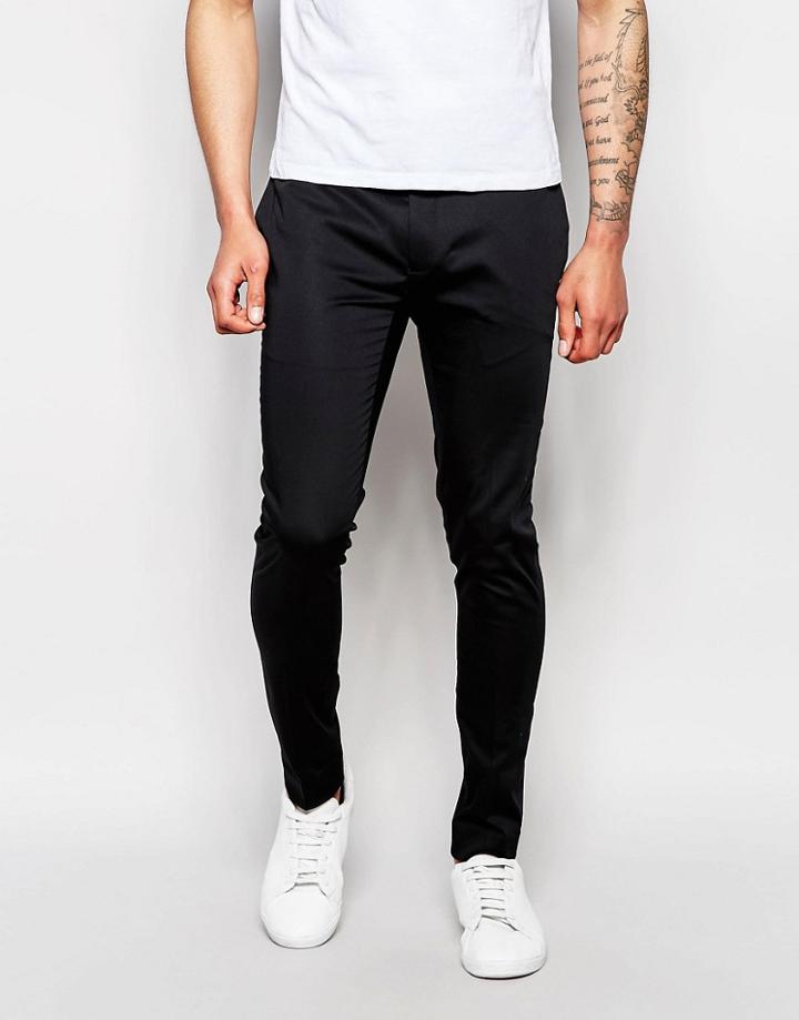 Asos Super Skinny Trouser In Cotton Sateen - Black
