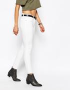 Blank Nyc Skinny Jeans With Raw Hem - White