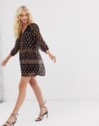 Vero Moda Mix Print Paisley Mini Smock Dress - Black