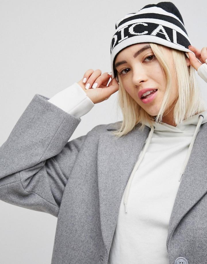 Monki Radical Chic Slogan Beanie Hat - Multi